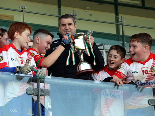 Offaly GAA Chairperson Michael Duignan presents the cup