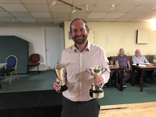 Bob Cooper collecting his high break prize Bob Cooper collecting his high break prize