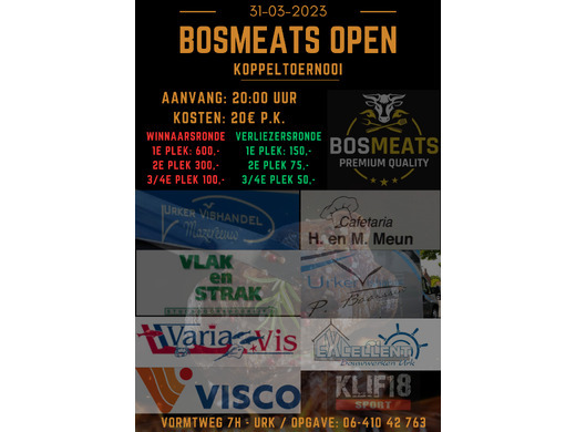 BOSMEATS Koppeltoernooi 31 maart