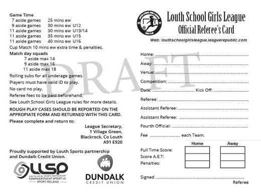 New match cards going to print