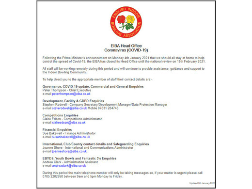 Coronavirus Update from EIBA
