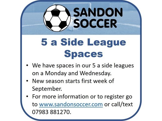 5 a Side League Spaces