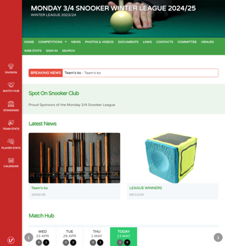 MONDAY 3/4 SNOOKER WINTER LEAGUE 2021/22 - imagem
